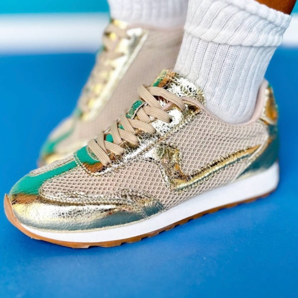 Gold and Cream Women's Sneakers